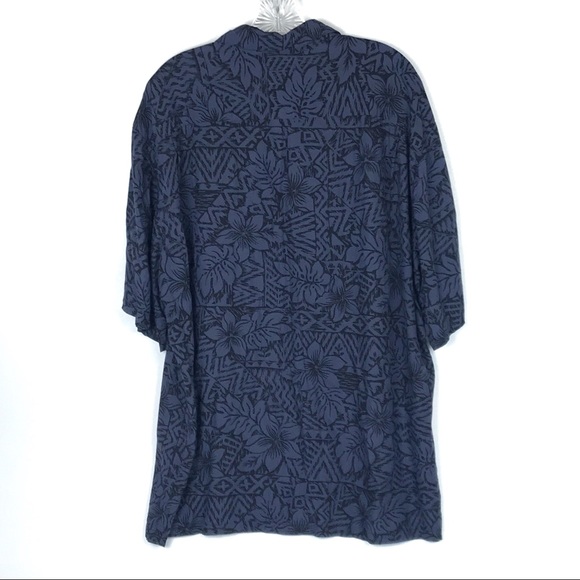 Hilo Hattie Hawaiian Shirt Blue & Black XL - Picture 2 of 4